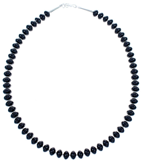 Sterling Silver Onyx Bead Necklace KX120982